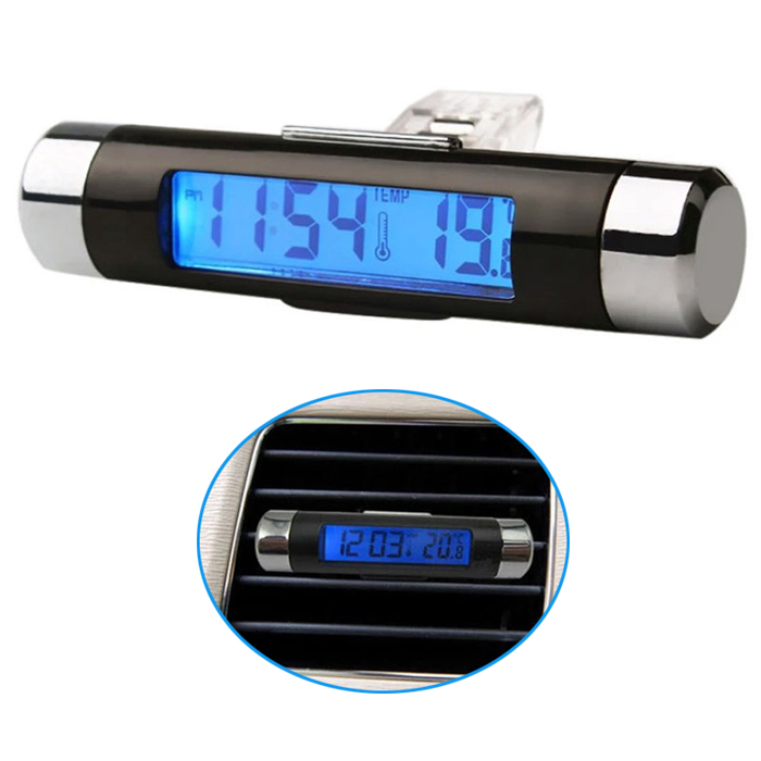 Q65C Digital Auto Thermometer Uhr Temperatur 2in1 LCD Display